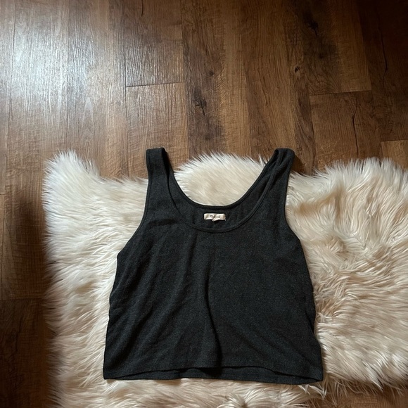 MADEWELL Brushed Ribbed Tank Crop Top In True Black - Picture 5 of 6